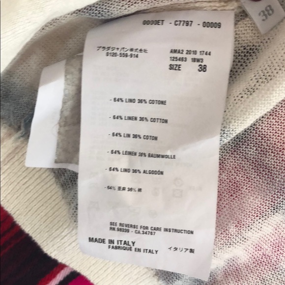 Prada white cropped sweater with blue stripes